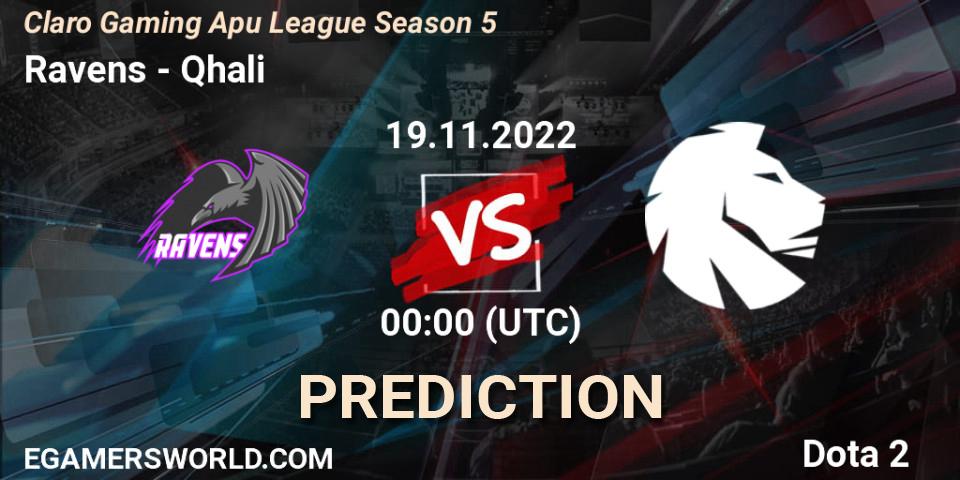 Ravens - Qhali: Maç tahminleri. 18.11.22, Dota 2, Claro Gaming Apu League Season 5