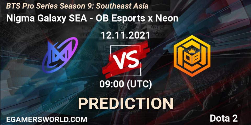 Nigma Galaxy SEA - OB Esports x Neon: Maç tahminleri. 12.11.2021 at 09:00, Dota 2, BTS Pro Series Season 9: Southeast Asia