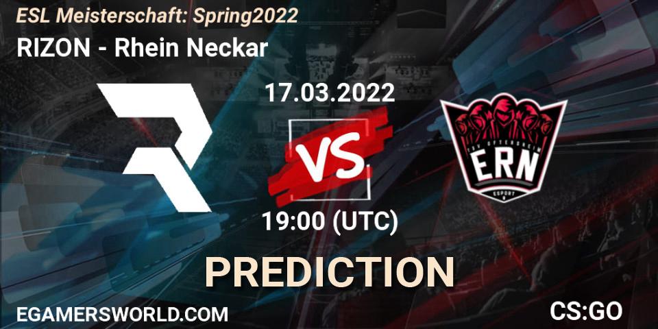 RIZON - Rhein Neckar: Maç tahminleri. 17.03.2022 at 19:00, Counter-Strike (CS2), ESL Meisterschaft: Spring 2022