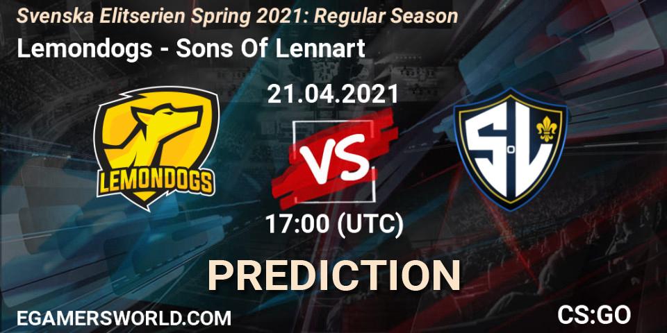 Lemondogs - Sons Of Lennart: Maç tahminleri. 21.04.2021 at 17:00, Counter-Strike (CS2), Svenska Elitserien Spring 2021: Regular Season