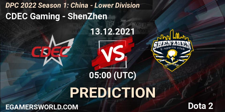 CDEC Gaming - ShenZhen: Maç tahminleri. 13.12.2021 at 05:00, Dota 2, DPC 2022 Season 1: China - Lower Division