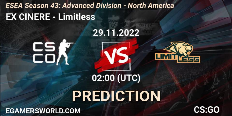 EX CINERE - Limitless: Maç tahminleri. 29.11.22, CS2 (CS:GO), ESEA Season 43: Advanced Division - North America