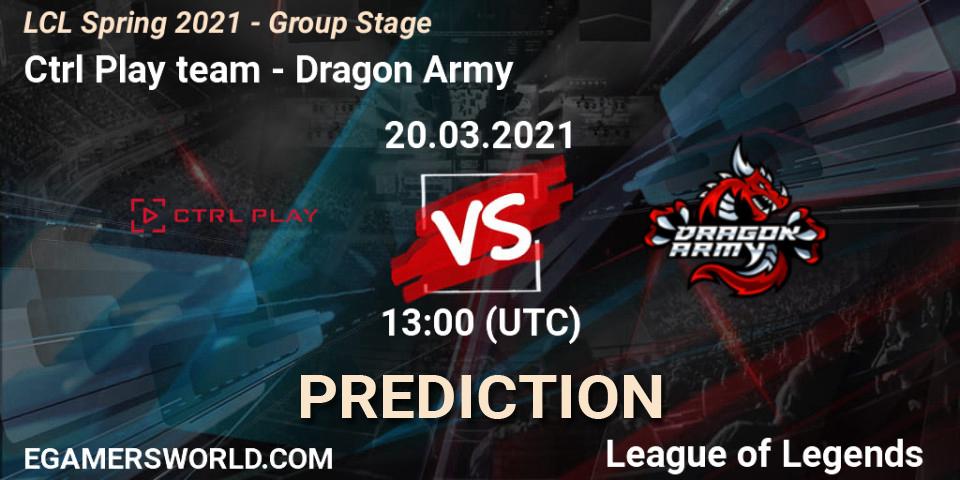 Ctrl Play team - Dragon Army: Maç tahminleri. 20.03.2021 at 13:00, LoL, LCL Spring 2021 - Group Stage