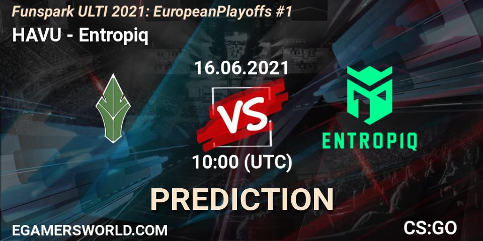 HAVU - Entropiq: Maç tahminleri. 16.06.2021 at 10:00, Counter-Strike (CS2), Funspark ULTI 2021: European Playoffs #1