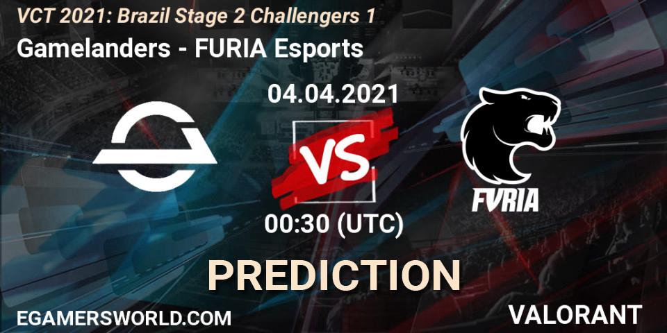 Gamelanders - FURIA Esports: Maç tahminleri. 04.04.2021 at 00:30, VALORANT, VCT 2021: Brazil Stage 2 Challengers 1