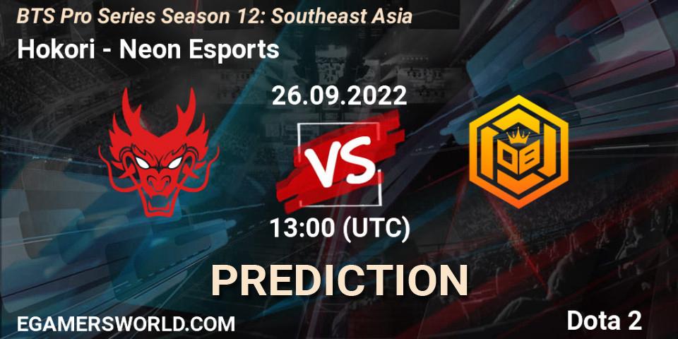Hokori - Neon Esports: Maç tahminleri. 26.09.22, Dota 2, BTS Pro Series Season 12: Southeast Asia