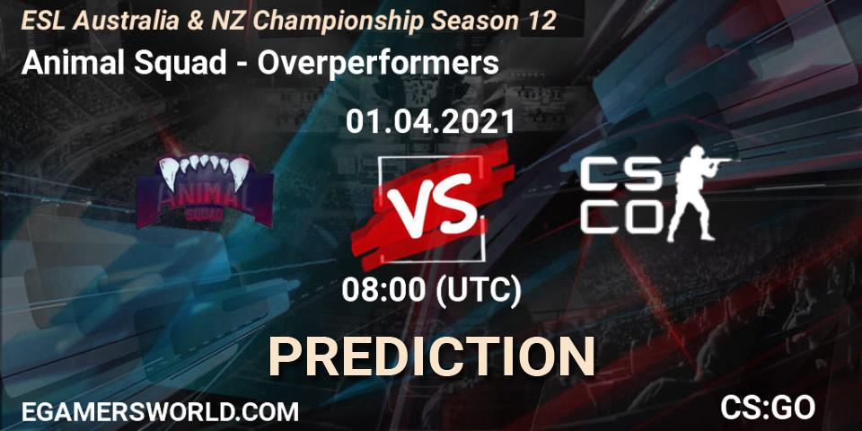 Animal Squad - Overperformers: Maç tahminleri. 01.04.2021 at 08:30, Counter-Strike (CS2), ESL Australia & NZ Championship Season 12