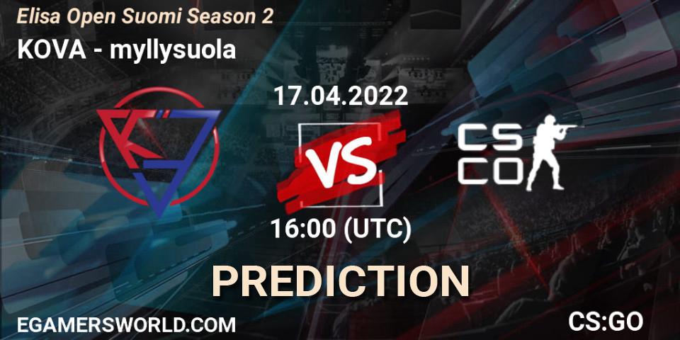 KOVA - myllysuola: Maç tahminleri. 17.04.2022 at 16:00, Counter-Strike (CS2), Elisa Open Suomi Season 2
