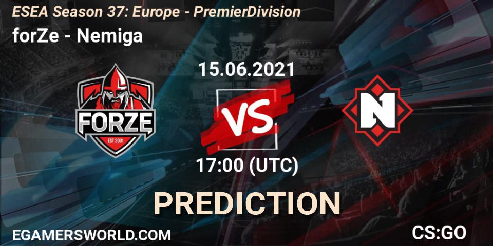 forZe - Nemiga: Maç tahminleri. 15.06.2021 at 17:00, Counter-Strike (CS2), ESEA Season 37: Europe - Premier Division