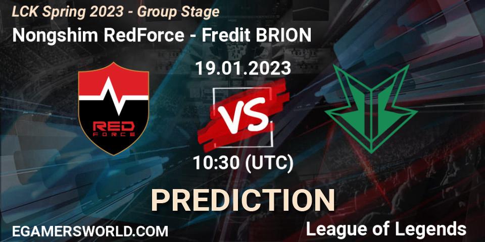 Nongshim RedForce - Fredit BRION: Maç tahminleri. 19.01.2023 at 11:10, LoL, LCK Spring 2023 - Group Stage