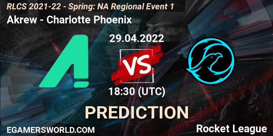 Akrew - Charlotte Phoenix: Maç tahminleri. 29.04.22, Rocket League, RLCS 2021-22 - Spring: NA Regional Event 1