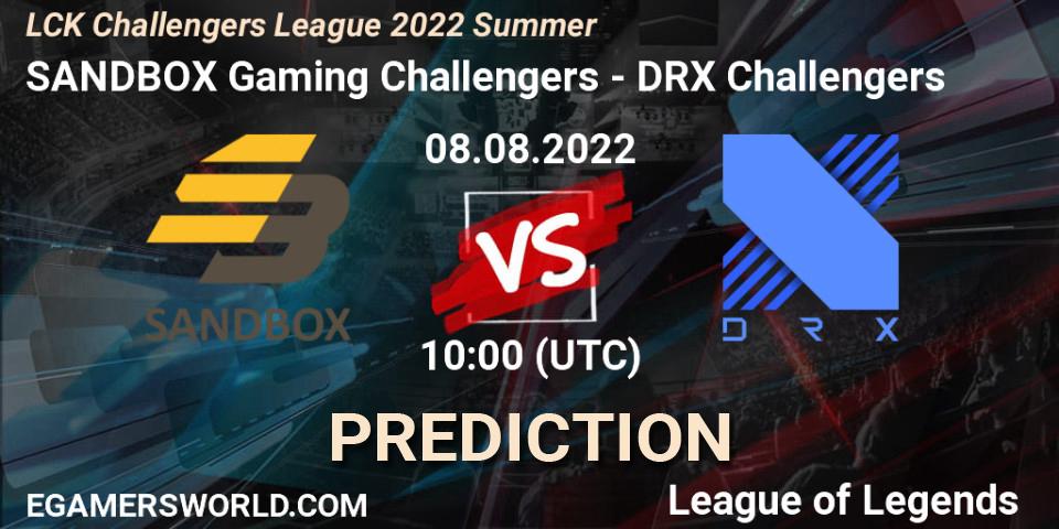 SANDBOX Gaming Challengers - DRX Challengers: Maç tahminleri. 08.08.2022 at 10:00, LoL, LCK Challengers League 2022 Summer