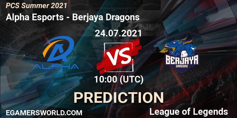 Alpha Esports - Berjaya Dragons: Maç tahminleri. 24.07.2021 at 10:00, LoL, PCS Summer 2021