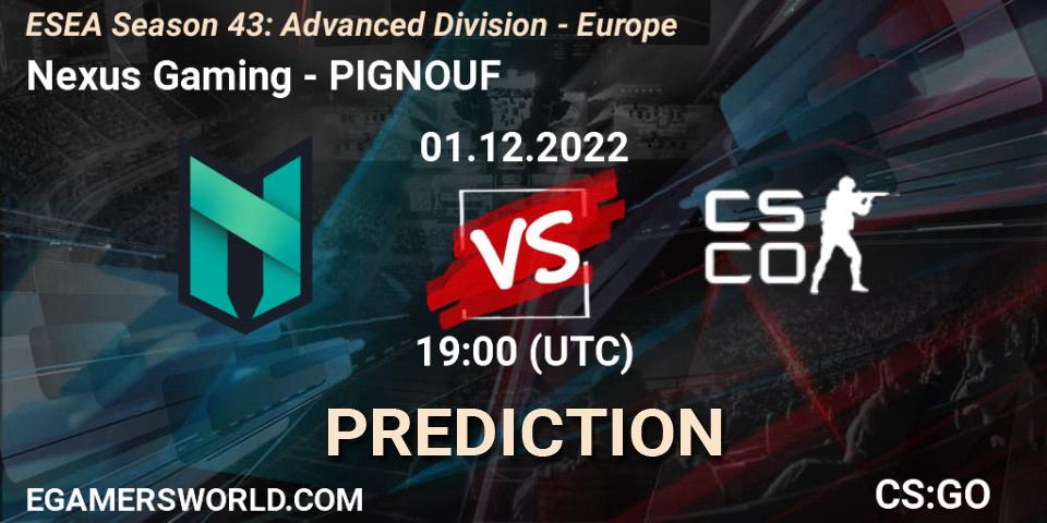Nexus Gaming - PIGNOUF: Maç tahminleri. 01.12.22, CS2 (CS:GO), ESEA Season 43: Advanced Division - Europe