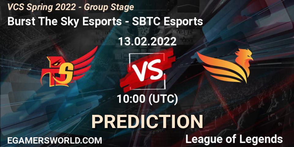 Burst The Sky Esports - SBTC Esports: Maç tahminleri. 13.02.2022 at 10:00, LoL, VCS Spring 2022 - Group Stage 