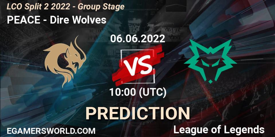 PEACE - Dire Wolves: Maç tahminleri. 06.06.2022 at 10:00, LoL, LCO Split 2 2022 - Group Stage
