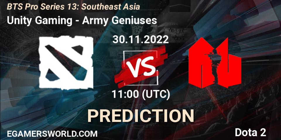 Unity Gaming - Army Geniuses: Maç tahminleri. 30.11.22, Dota 2, BTS Pro Series 13: Southeast Asia
