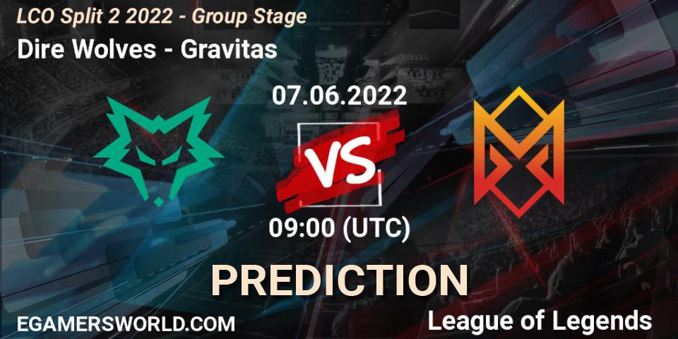 Dire Wolves - Gravitas: Maç tahminleri. 07.06.2022 at 09:00, LoL, LCO Split 2 2022 - Group Stage