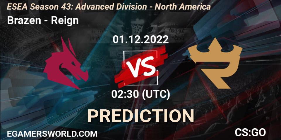 Brazen - Reign: Maç tahminleri. 01.12.22, CS2 (CS:GO), ESEA Season 43: Advanced Division - North America