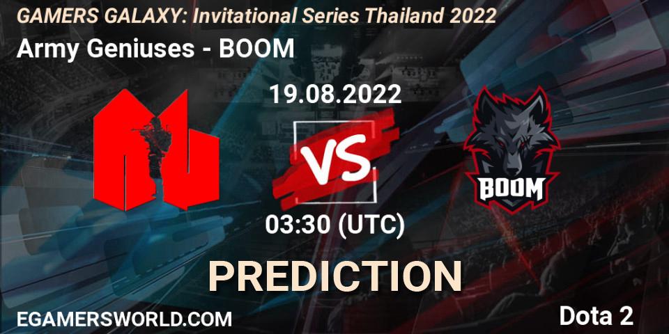 Army Geniuses - BOOM: Maç tahminleri. 19.08.22, Dota 2, GAMERS GALAXY: Invitational Series Thailand 2022