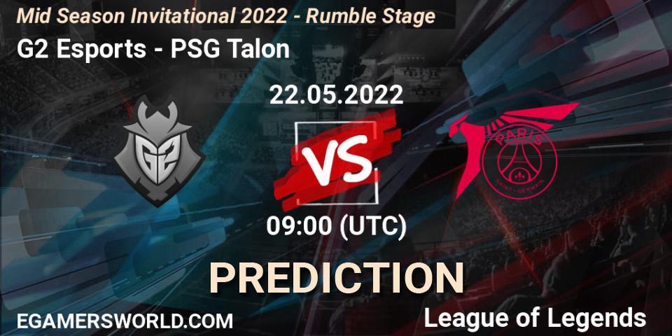G2 Esports - PSG Talon: Maç tahminleri. 22.05.2022 at 09:00, LoL, Mid Season Invitational 2022 - Rumble Stage