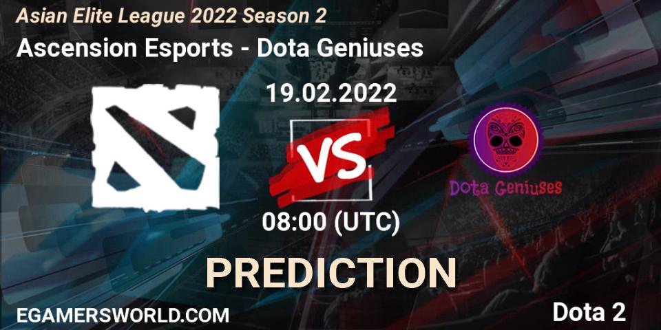 Ascension Esports - Dota Geniuses: Maç tahminleri. 19.02.2022 at 08:00, Dota 2, Asian Elite League 2022 Season 2