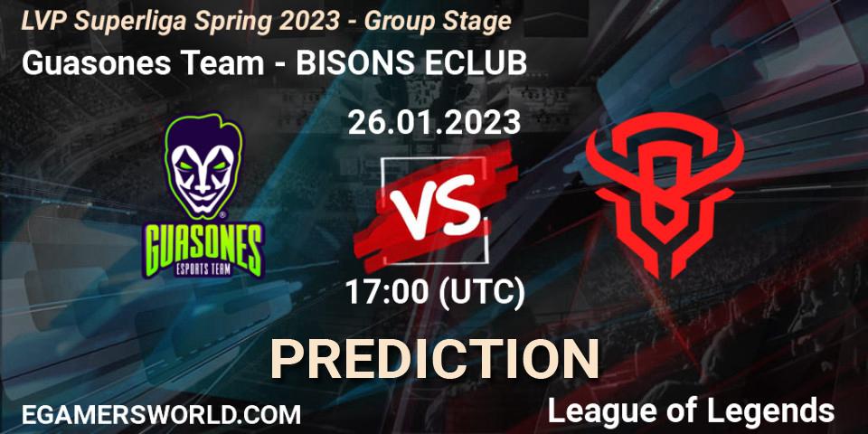 Guasones Team - BISONS ECLUB: Maç tahminleri. 26.01.2023 at 17:00, LoL, LVP Superliga Spring 2023 - Group Stage