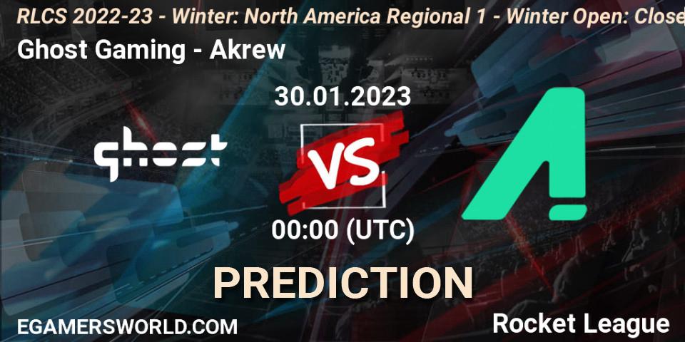 Ghost Gaming - Akrew: Maç tahminleri. 30.01.23, Rocket League, RLCS 2022-23 - Winter: North America Regional 1 - Winter Open: Closed Qualifier