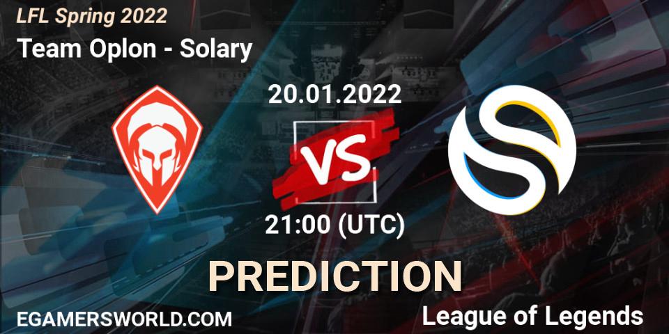 Team Oplon - Solary: Maç tahminleri. 20.01.2022 at 21:00, LoL, LFL Spring 2022