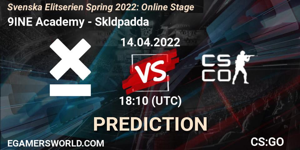 9INE Academy - Sköldpadda: Maç tahminleri. 14.04.2022 at 18:10, Counter-Strike (CS2), Svenska Elitserien Spring 2022: Online Stage