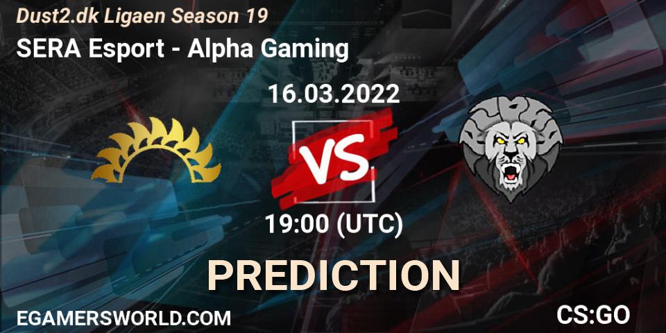 SERA Esport - Alpha Gaming: Maç tahminleri. 16.03.2022 at 19:00, Counter-Strike (CS2), Dust2.dk Ligaen Season 19