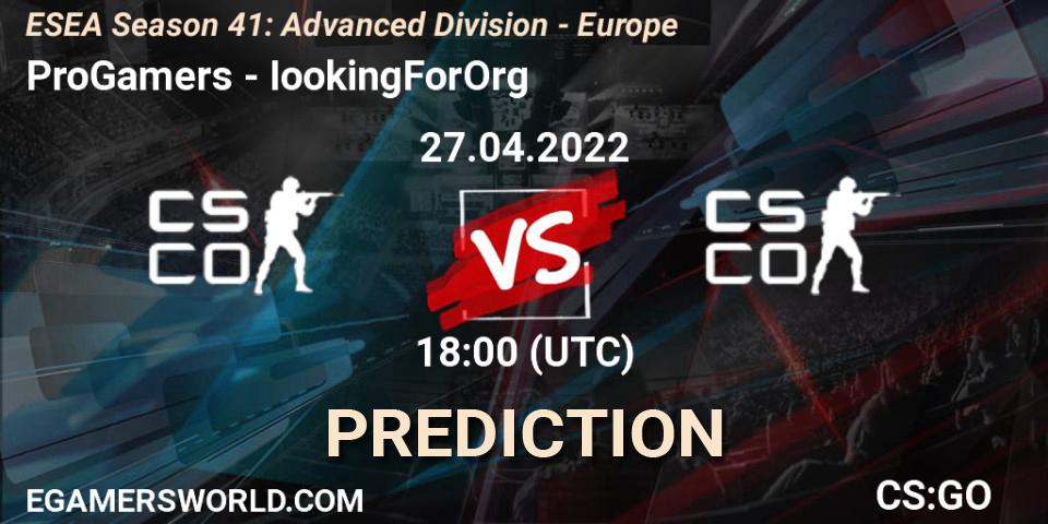 ProGamers - IookingForOrg: Maç tahminleri. 27.04.2022 at 18:00, Counter-Strike (CS2), ESEA Season 41: Advanced Division - Europe