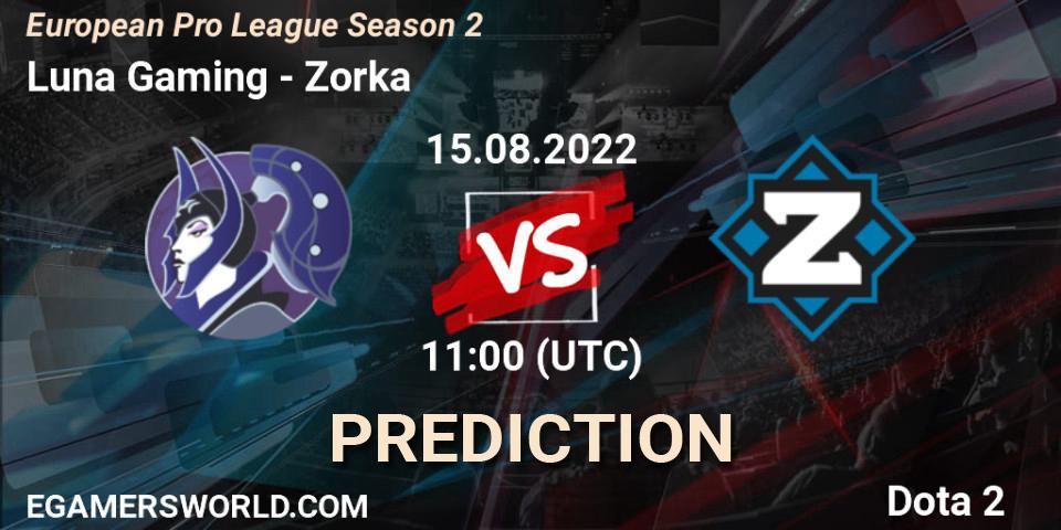 Luna Gaming - Zorka: Maç tahminleri. 15.08.2022 at 11:00, Dota 2, European Pro League Season 2