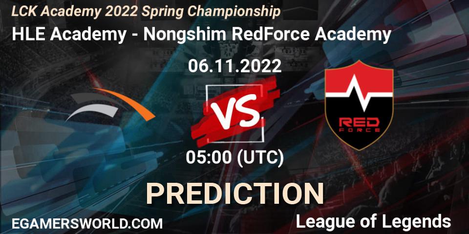 HLE Academy - Nongshim RedForce Academy: Maç tahminleri. 06.11.2022 at 05:00, LoL, LCK Academy 2022 Spring Championship