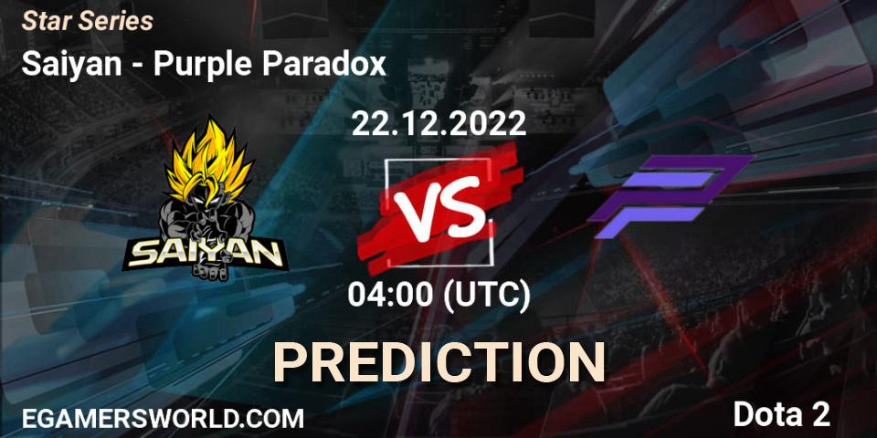 Saiyan - Purple Paradox: Maç tahminleri. 22.12.2022 at 04:00, Dota 2, Star Series