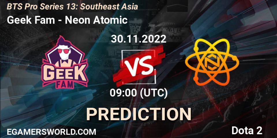 Geek Fam - Neon Atomic: Maç tahminleri. 30.11.22, Dota 2, BTS Pro Series 13: Southeast Asia