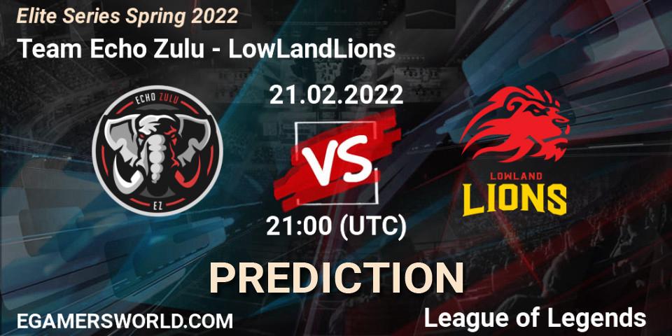 Team Echo Zulu - LowLandLions: Maç tahminleri. 21.02.2022 at 21:00, LoL, Elite Series Spring 2022