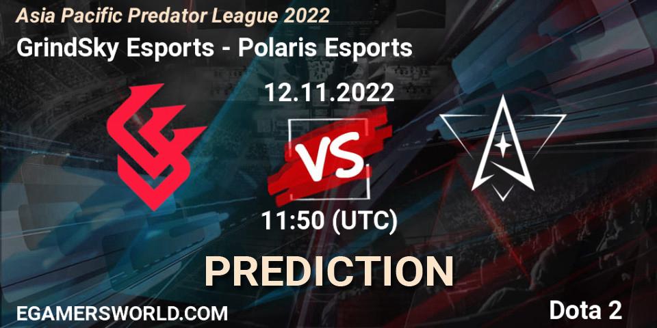 GrindSky Esports - Polaris Esports: Maç tahminleri. 12.11.2022 at 12:08, Dota 2, Asia Pacific Predator League 2022