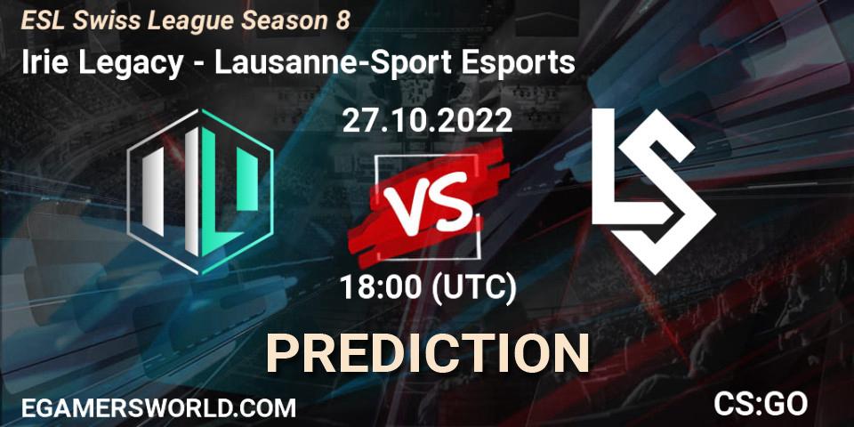 Irie Legacy - Lausanne-Sport Esports: Maç tahminleri. 27.10.2022 at 18:00, Counter-Strike (CS2), ESL Swiss League Season 8