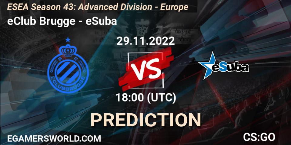 eClub Brugge - eSuba: Maç tahminleri. 29.11.22, CS2 (CS:GO), ESEA Season 43: Advanced Division - Europe