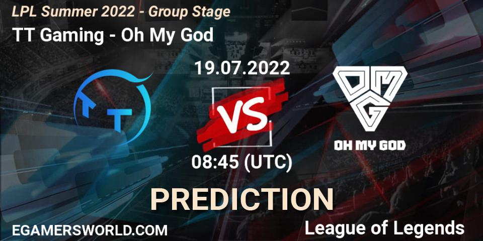 TT Gaming - Oh My God: Maç tahminleri. 19.07.2022 at 09:00, LoL, LPL Summer 2022 - Group Stage