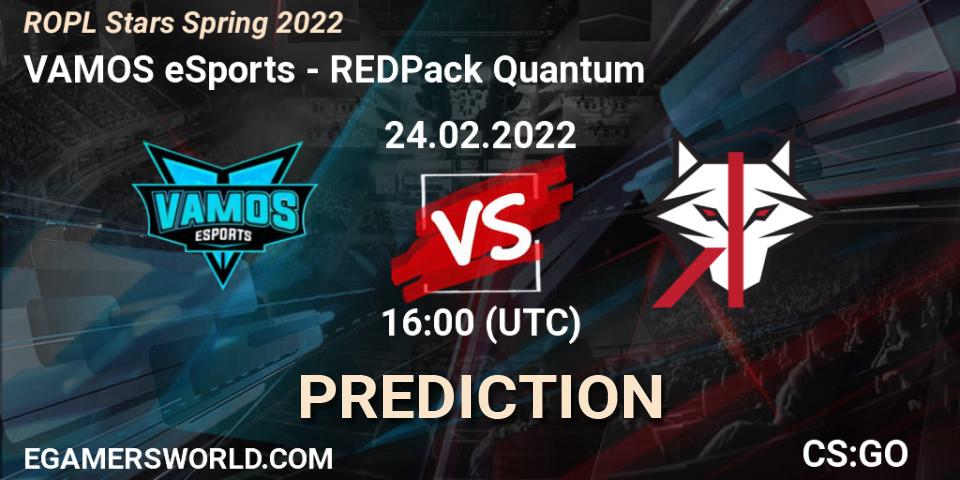 VAMOS eSports - REDPack Quantum: Maç tahminleri. 24.02.2022 at 19:00, Counter-Strike (CS2), ROPL Stars Spring 2022