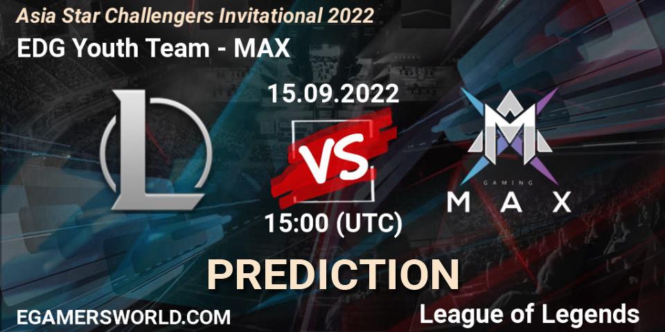 EDward Gaming Youth Team - MAX: Maç tahminleri. 15.09.2022 at 15:00, LoL, Asia Star Challengers Invitational 2022