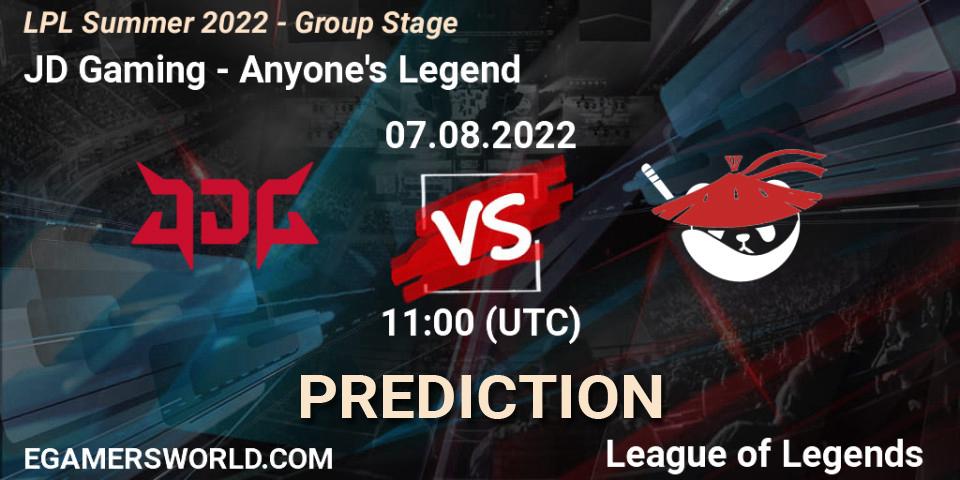 JD Gaming - Anyone's Legend: Maç tahminleri. 07.08.22, LoL, LPL Summer 2022 - Group Stage