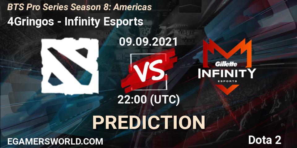4Gringos - Infinity Esports: Maç tahminleri. 09.09.2021 at 22:30, Dota 2, BTS Pro Series Season 8: Americas