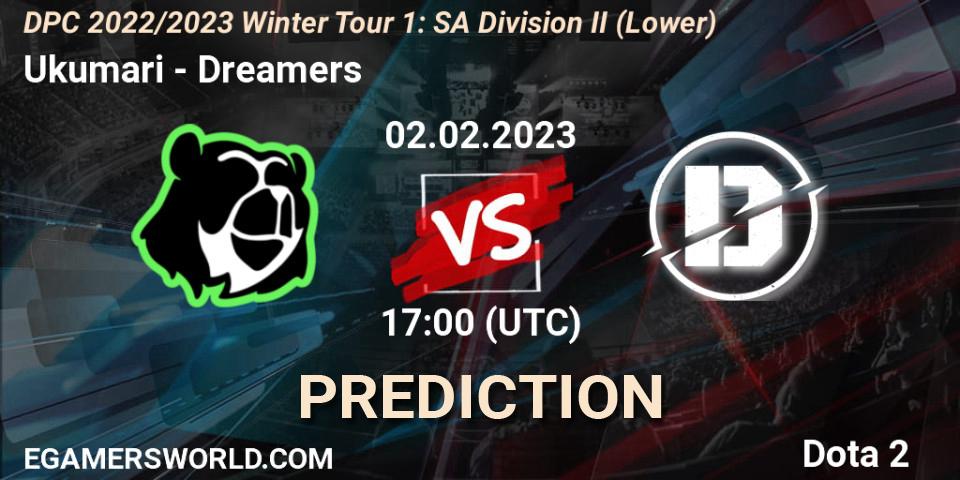 Ukumari - Dreamers: Maç tahminleri. 02.02.23, Dota 2, DPC 2022/2023 Winter Tour 1: SA Division II (Lower)