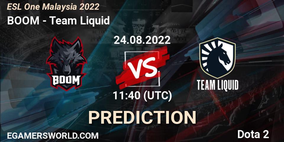 BOOM - Team Liquid: Maç tahminleri. 24.08.22, Dota 2, ESL One Malaysia 2022