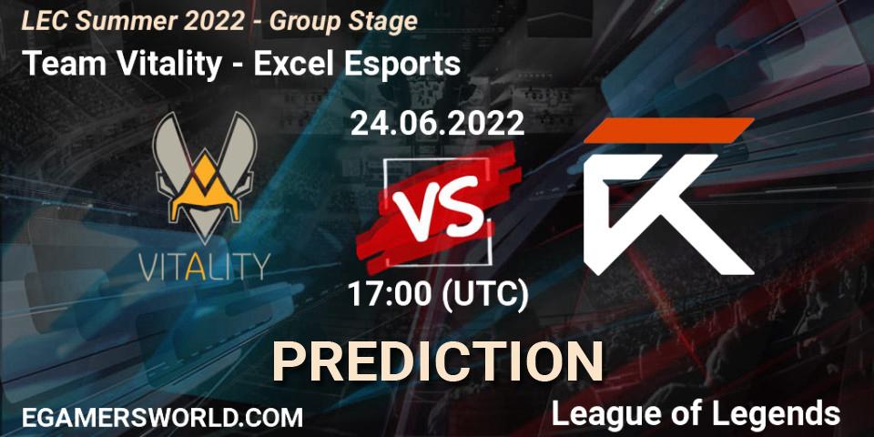 Team Vitality - Excel Esports: Maç tahminleri. 24.06.2022 at 17:00, LoL, LEC Summer 2022 - Group Stage