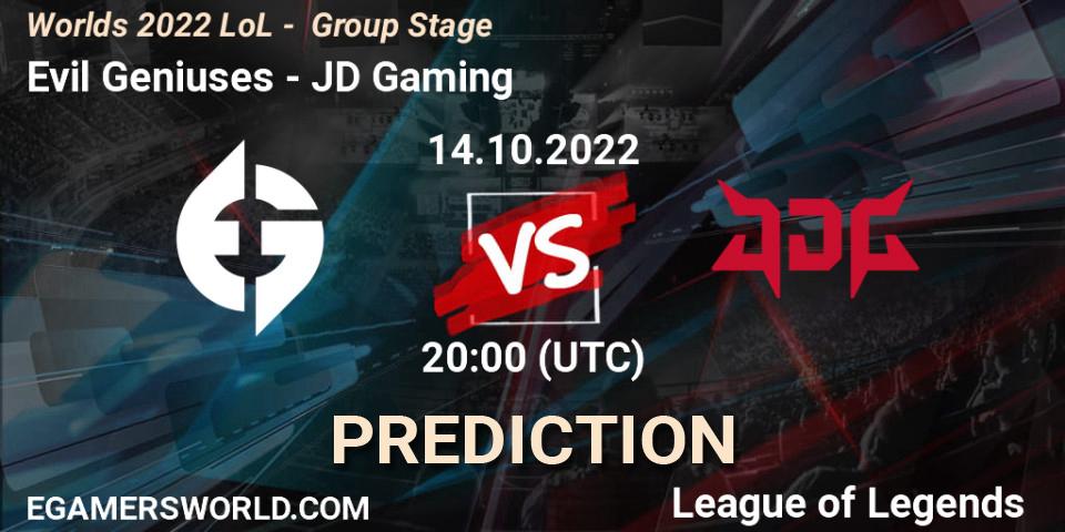 Evil Geniuses - JD Gaming: Maç tahminleri. 14.10.2022 at 20:00, LoL, Worlds 2022 LoL - Group Stage