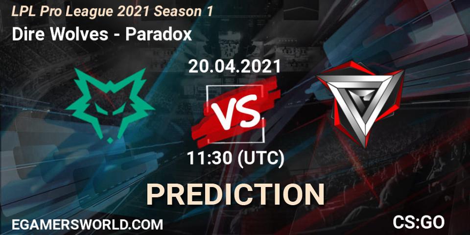 Dire Wolves - Paradox: Maç tahminleri. 20.04.2021 at 11:00, Counter-Strike (CS2), LPL Pro League 2021 Season 1